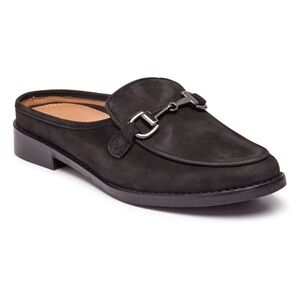 Vionic Black Mules with Silver Buckle